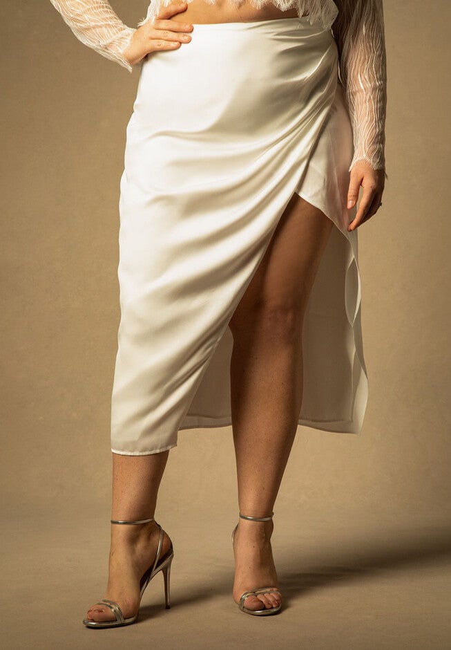 Bridal by ELOQUII Satin Draped Skirt, , on-hover image number null