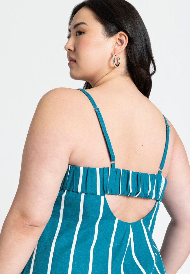 Stripe Linen Midi Dress, BLUE, alternate image number null