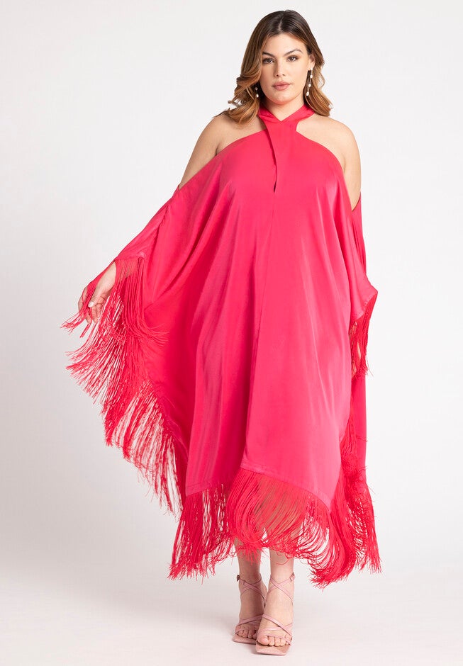 Fringe Formal Caftan Dress, PASSION PINK, on-hover image number null
