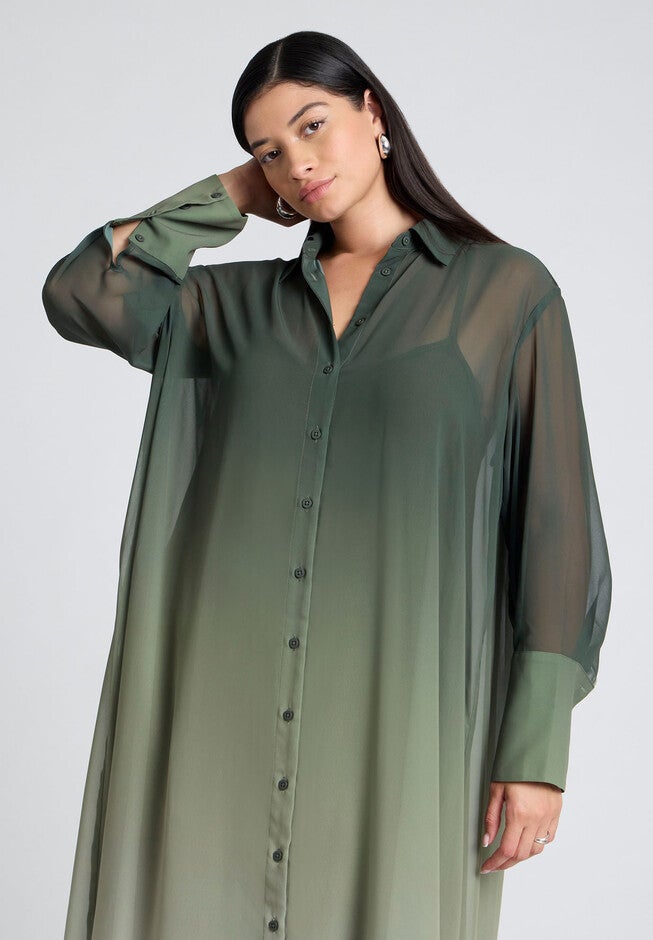 Ombre Shirt Dress, FOREST OMBRE, alternate image number null