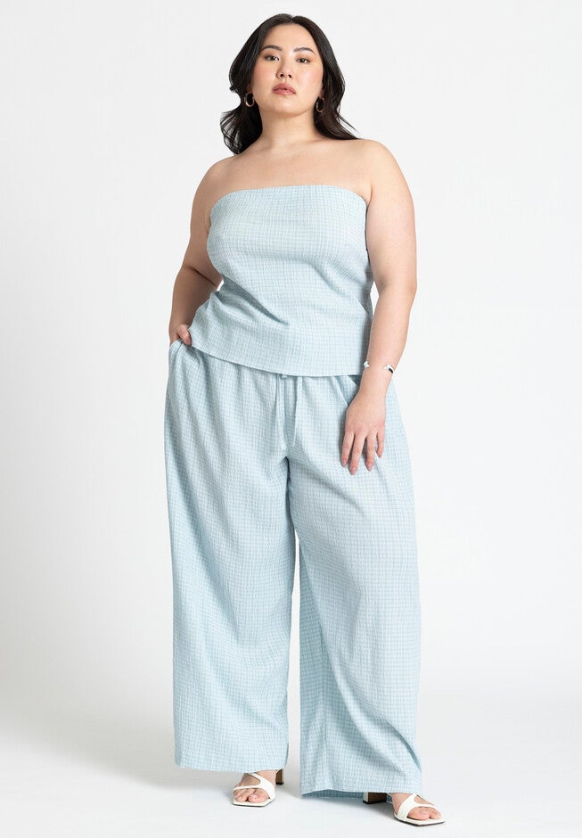 Back Tie Bandeau Top, CHECKERED, alternate image number 3