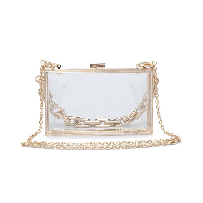 Queen Chunky Chain Transparent Evening Bag, CLEAR, alternate image number null