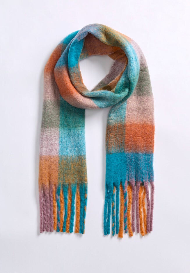 Checkered Fringe Scarf, MULTI, hi-res image number null