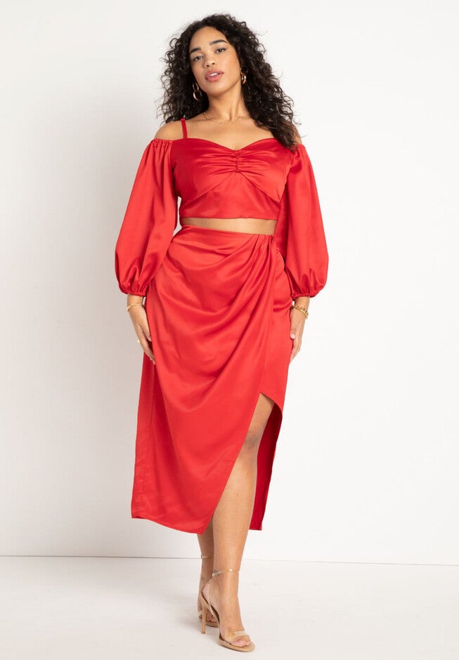 Maxi Skirt With Slit, BARBADOS CHERRY, hi-res image number null