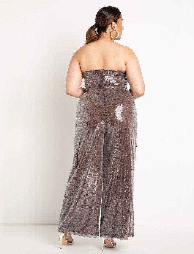 Sequin Cargo Jumpsuit, , on-hover image number null