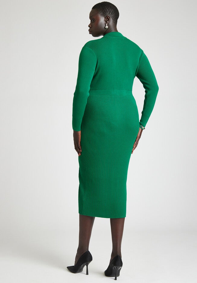 Ribbed Sweater Dress With Button Detail, , on-hover image number null