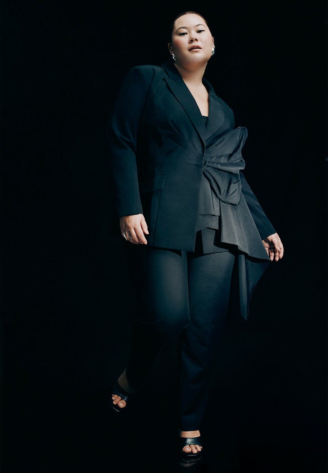Mixed Media Blazer, BLACK ONYX, alternate image number null