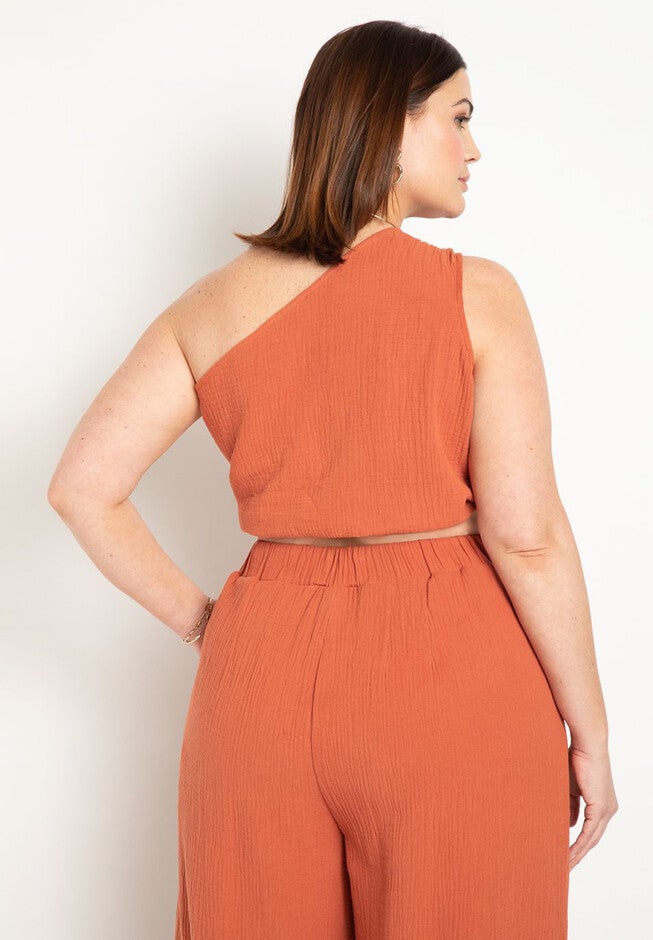 Knotted One Shoulder Crop Top, , on-hover image number null