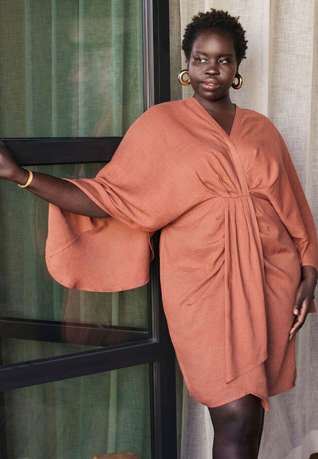 Draped Linen Dress, , alternate image number null