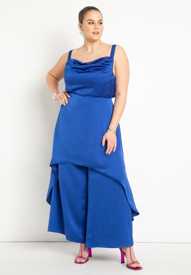 Satin Cowl Neck Tank, , alternate image number null