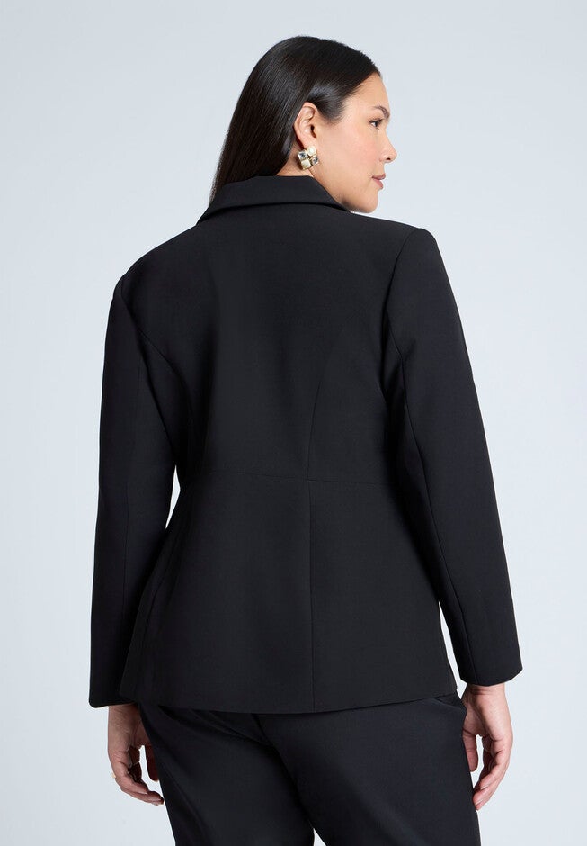 Mixed Media Blazer, BLACK ONYX, on-hover image number null