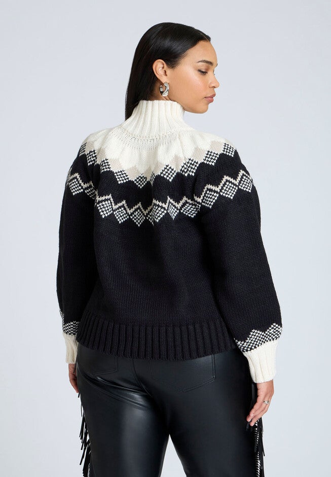 Nordic Mockneck Sweater, ARGYLE PRINT, on-hover image number null