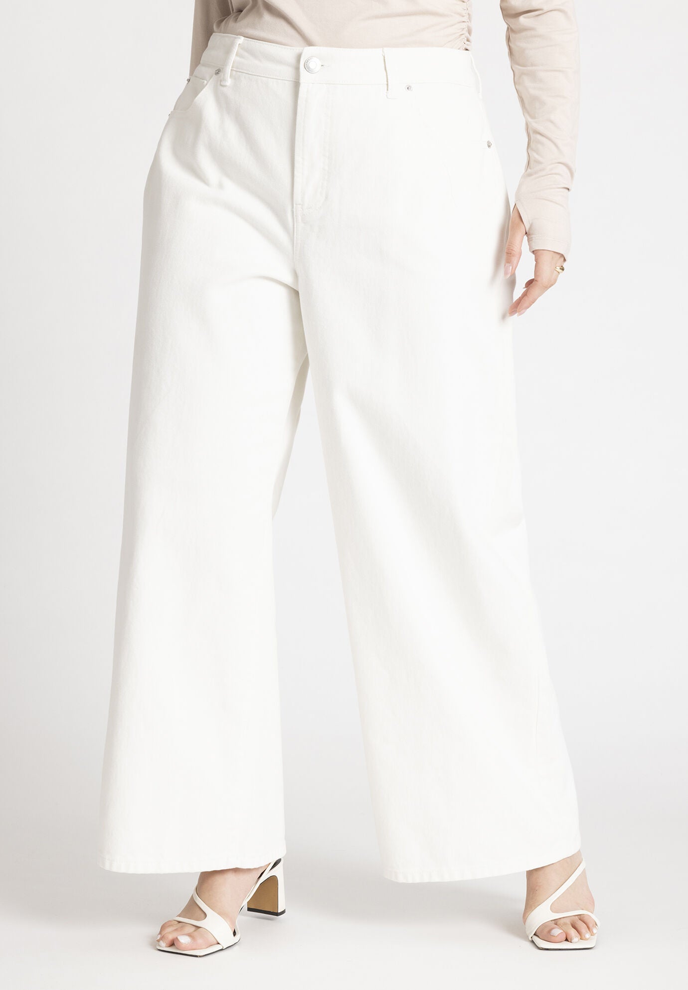 The Yvette Rigid Wide Leg Jean, WHITE, alternate image number 2