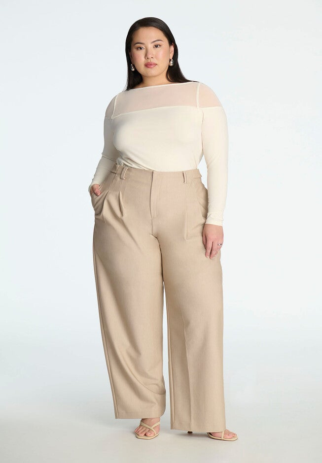 Trouser With Waistband Tabs, HEATHER TAN, hi-res image number null