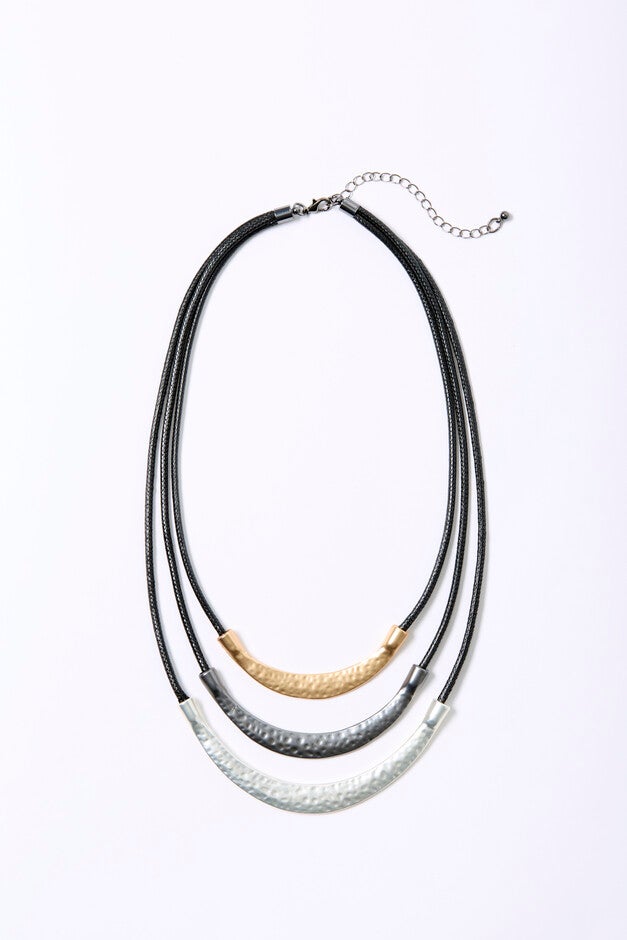 3 Row Multi Metal Necklace, METAL, hi-res image number null