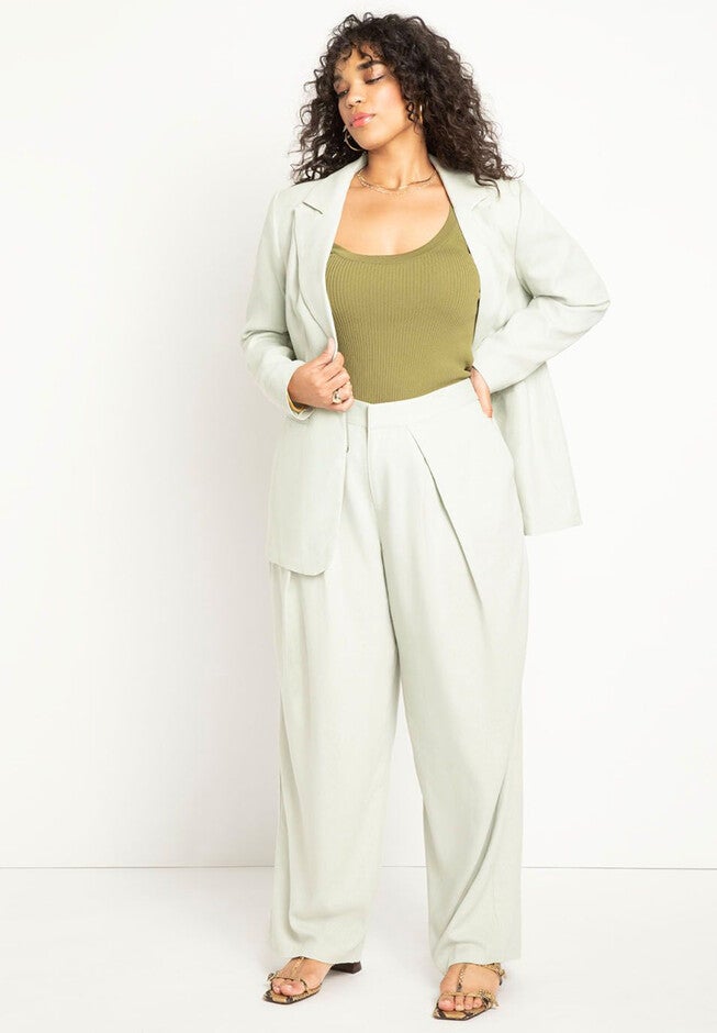Pleated Linen Taper Leg Trouser, RESEDA, hi-res image number null