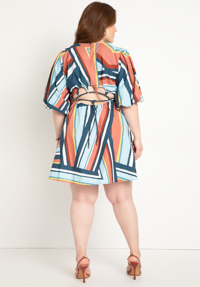 Open Back Cording Mini Dress, , on-hover image number null