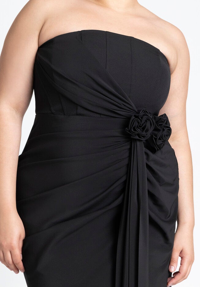 Rosette Sash Mini Dress, BLACK ONYX, alternate image number null