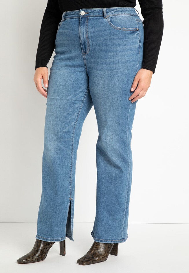 Gena Fit Split Inseam Hem Straight Leg Jean, MEDIUM WASH, hi-res image number null