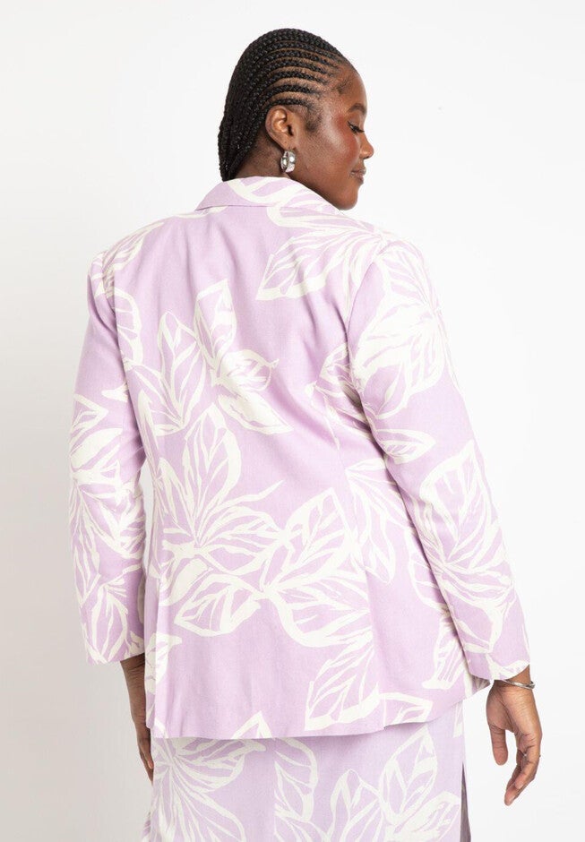 Printed Linen Oversized Blazer, , on-hover image number null
