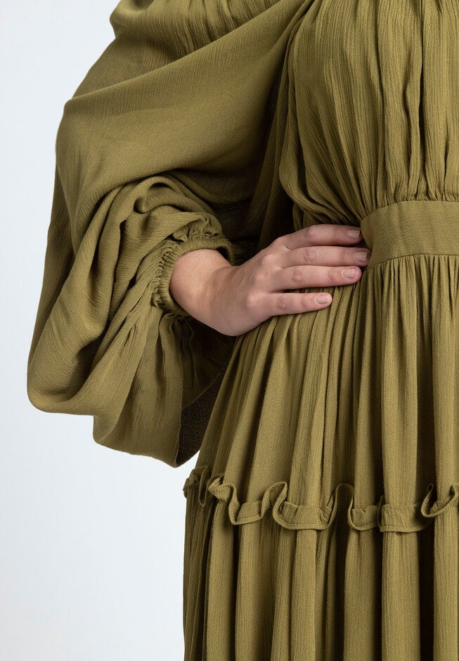 Tiered Ruffle Maxi Dress, GREEN MOSS, alternate image number null