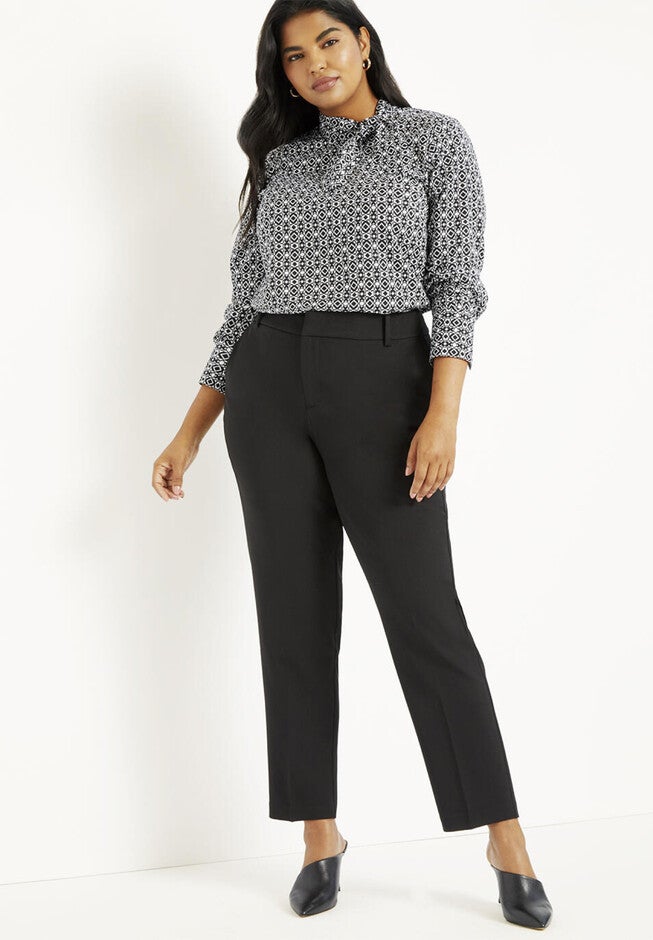 Slim Leg Venice Crepe Trouser, BLACK, hi-res image number null