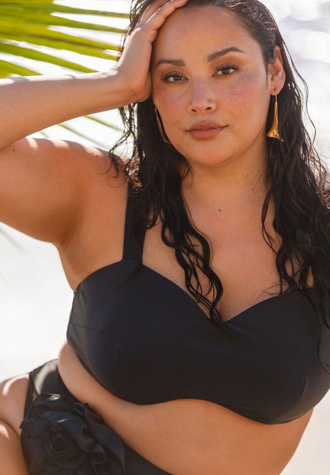 Sweetheart Neckline Bikini Top, BLACK, hi-res image number null
