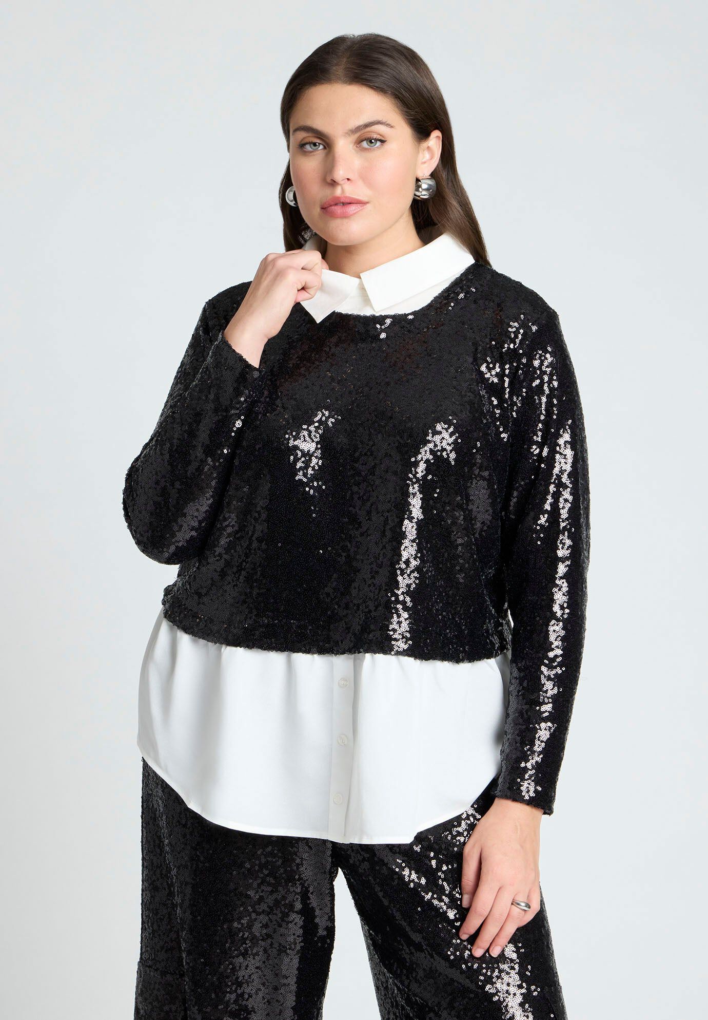 Collared Sequin Twofer