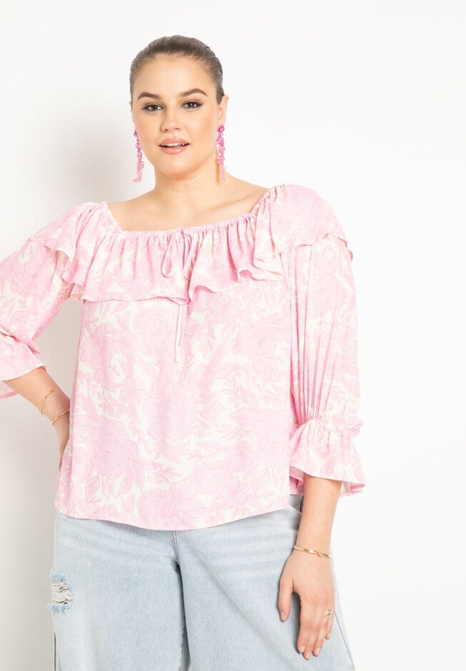 Off The Shoulder Flounce Top, DREAM ROSE, hi-res image number null