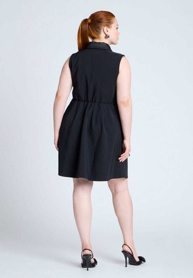 Sleeveless Tuxedo Mini Dress, BLACK ONYX, on-hover image number null