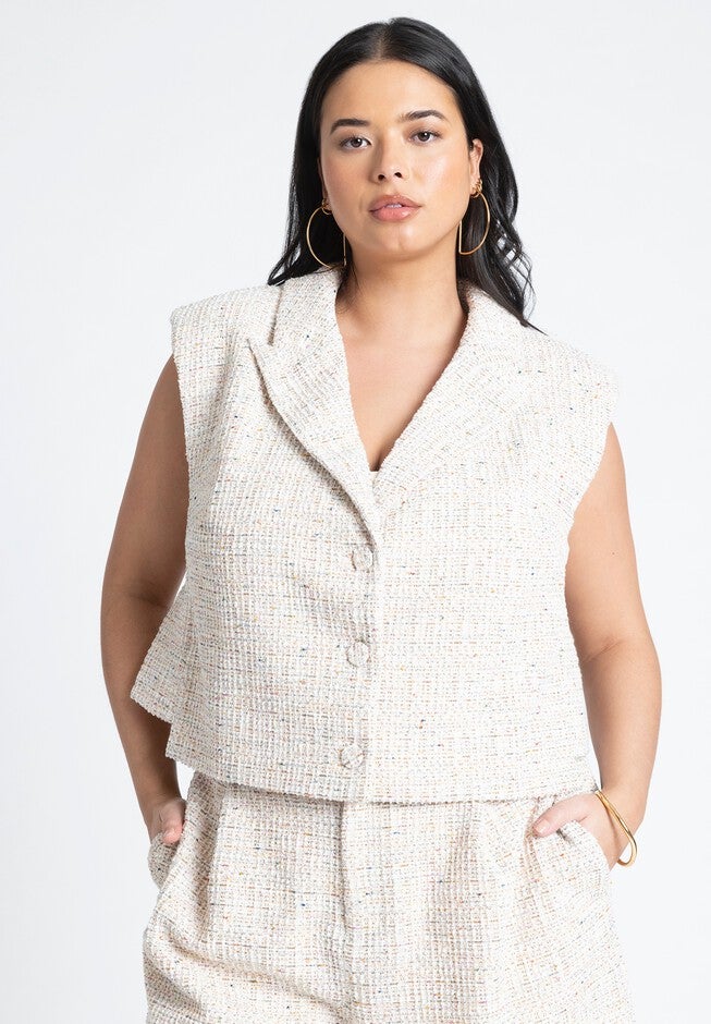 Tweed Cropped Vest, MULTI, hi-res image number 0