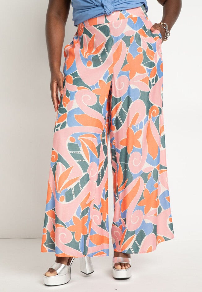 Printed Wide Leg Pant, , on-hover image number null