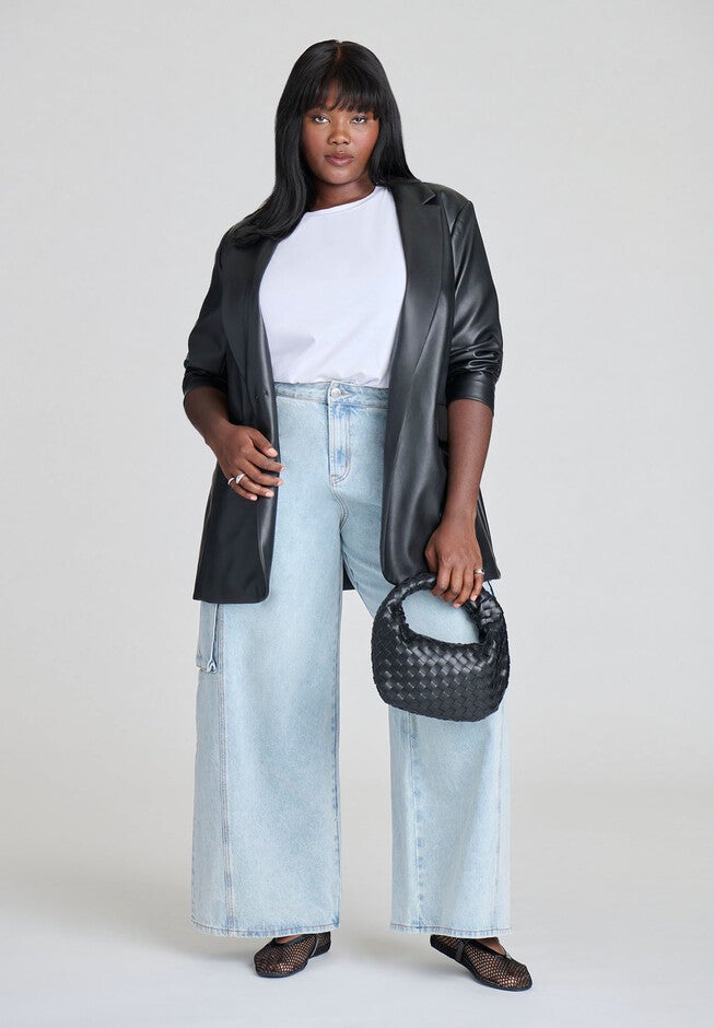 Wide Leg Cargo Jean, LIGHT WASH, alternate image number null