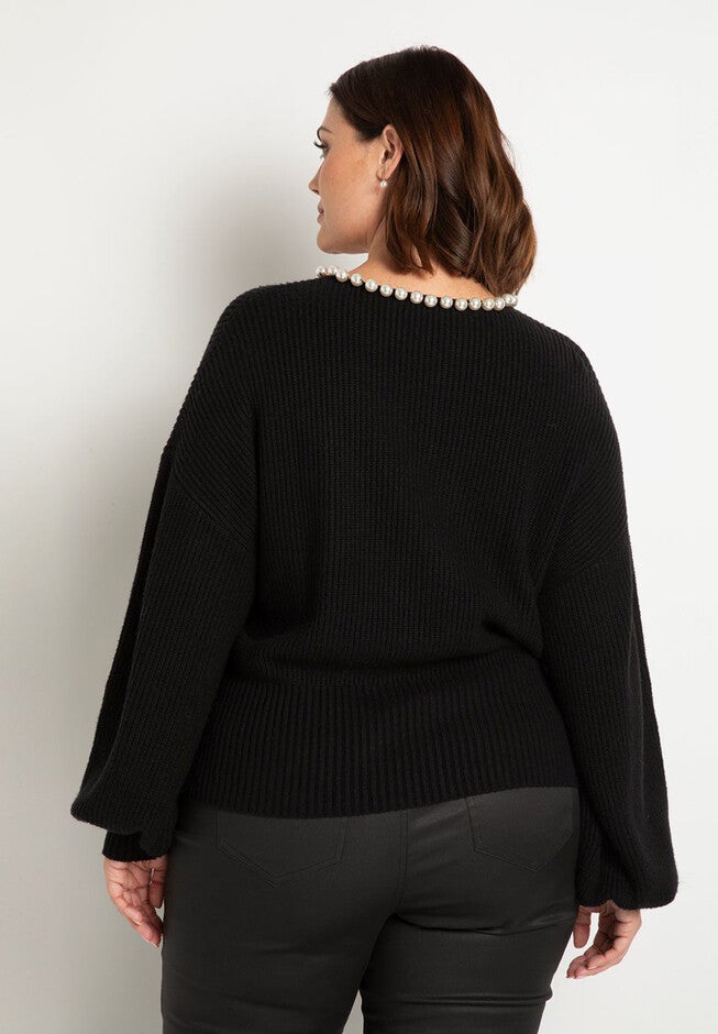Pearl Neckline Sweater, , on-hover image number null