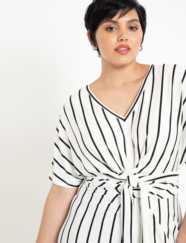 Wrap Around Dress, BLACK WHITE STRIPE, on-hover image number null