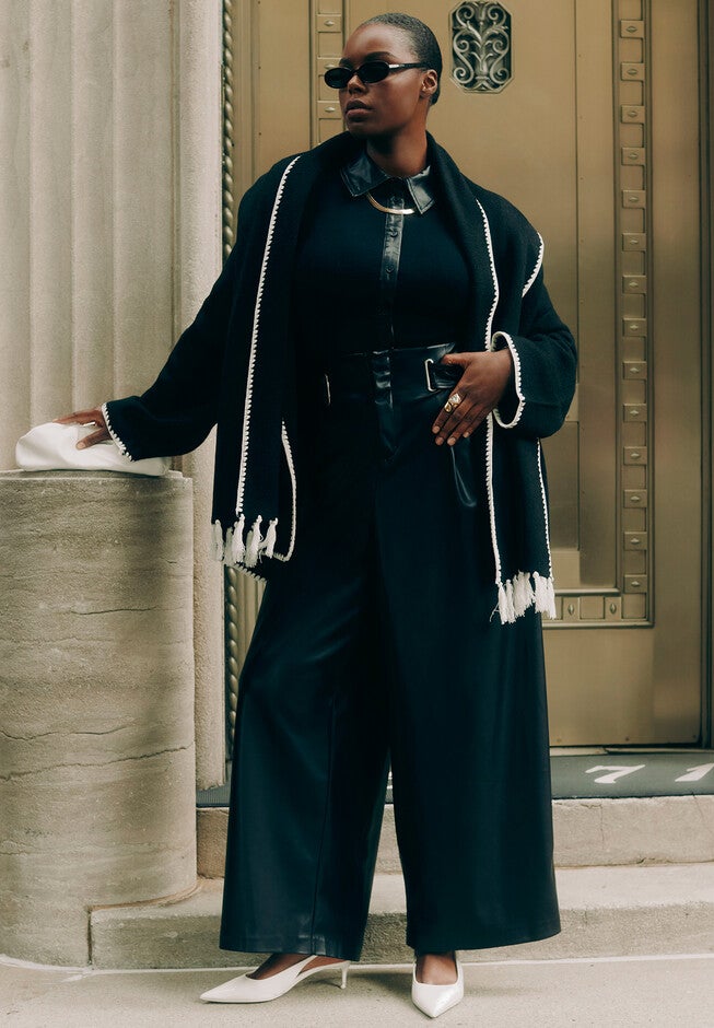 Faux Leather Pant With Belt Detail, BLACK ONYX, hi-res image number null