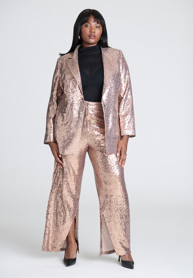 Sequin Trouser, BRONZE, on-hover image number null
