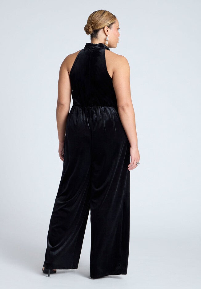 Velvet Halter Jumpsuit, BLACK ONYX, on-hover image number null