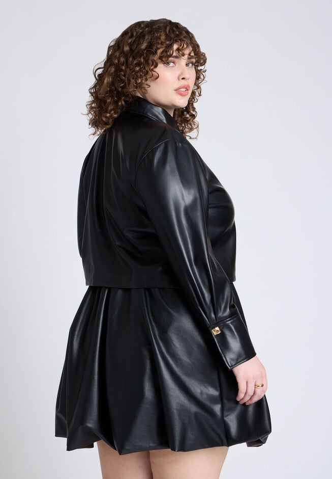 Faux Leather Boxy Top, BLACK ONYX, on-hover image number null