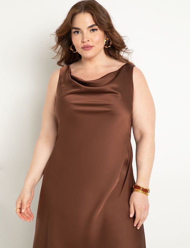 Cowl Neck Dress, CHOCOLATE LAB, on-hover image number null