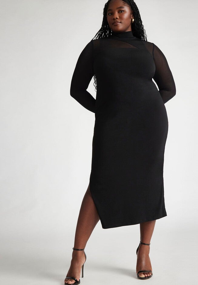 Sheer Panel Fitted Dress Fullbeauty Outlet