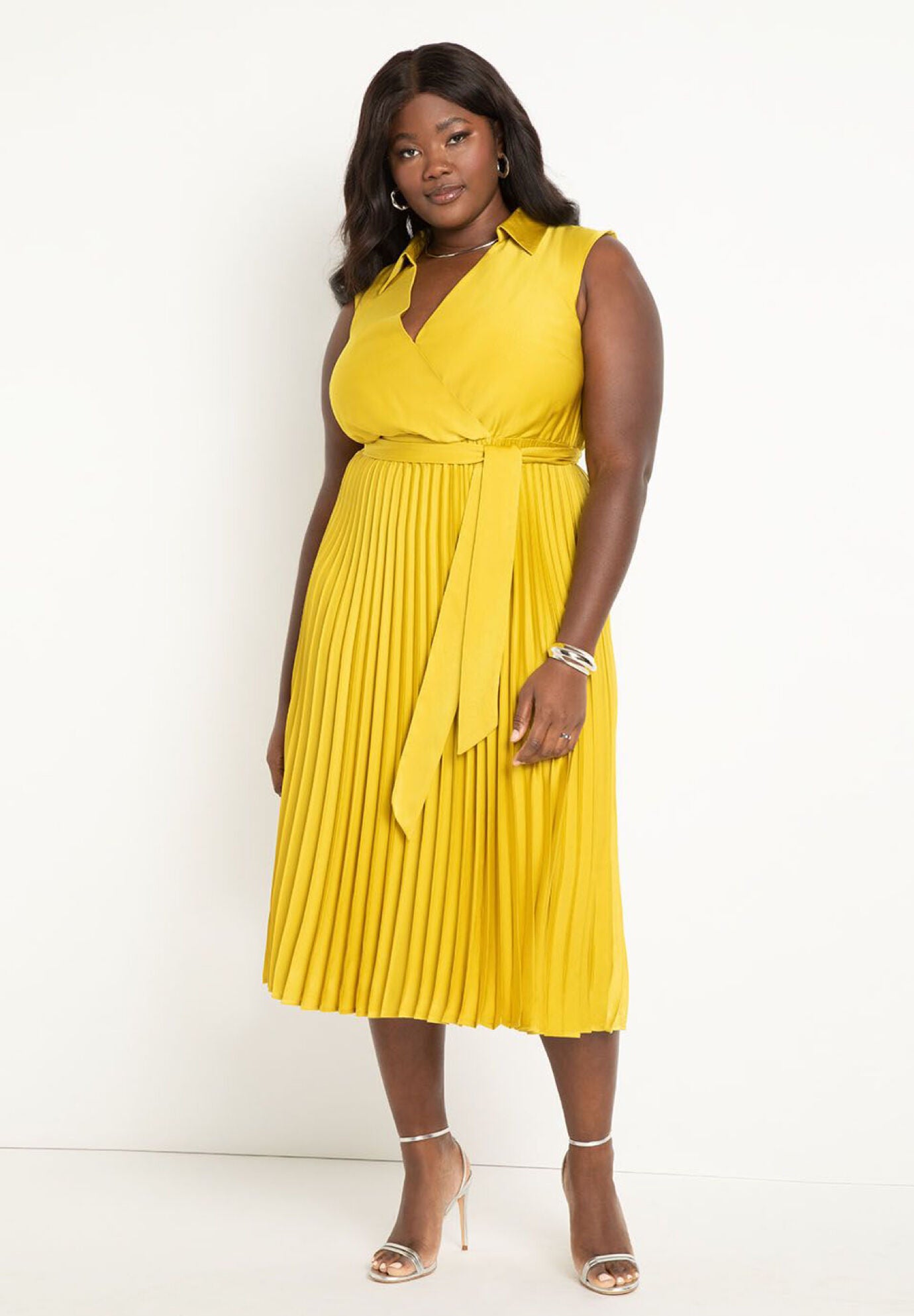 Midi Dress With Pleated Skirt Fullbeauty Outlet