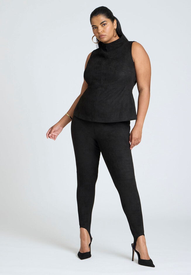 Faux Suede Sleeveless Top, BLACK ONYX, alternate image number null