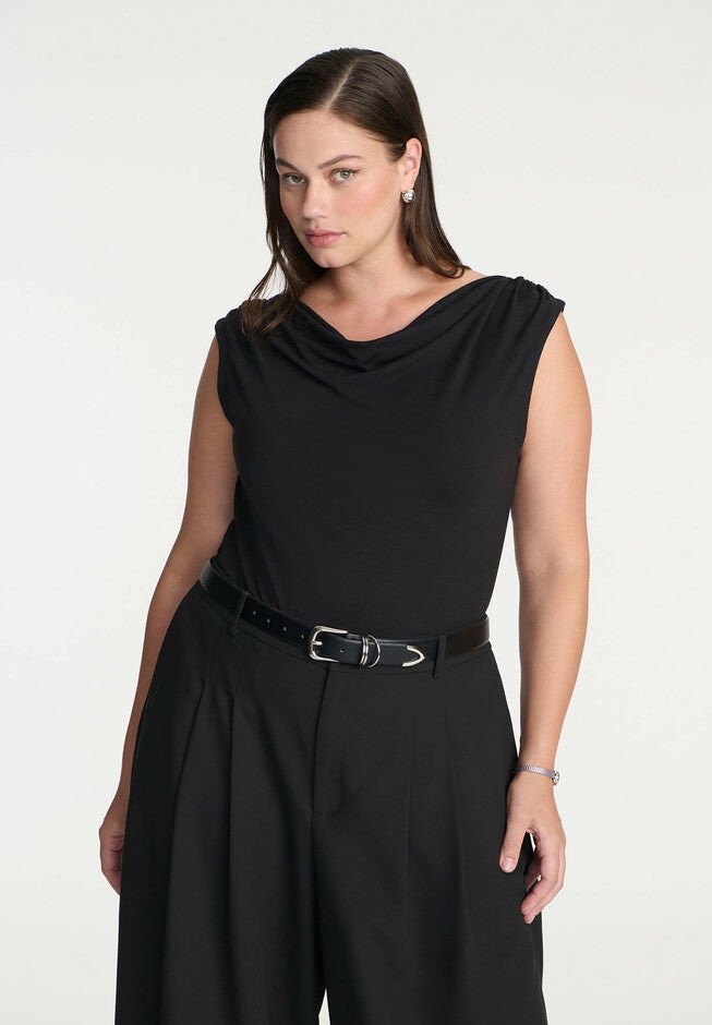 Cowl Neck T Shirt, BLACK ONYX, hi-res image number null