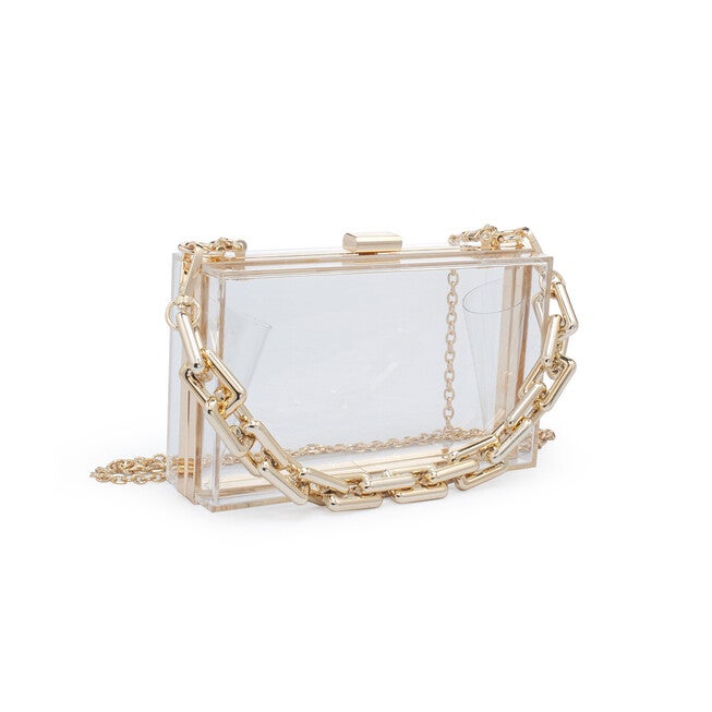 Queen Chunky Chain Transparent Evening Bag, CLEAR, on-hover image number null