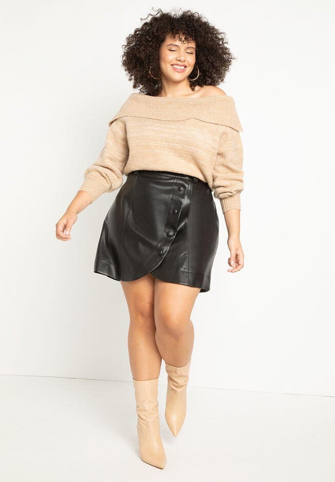Faux Leather Mini Skirt, TOTALLY BLACK, hi-res image number null