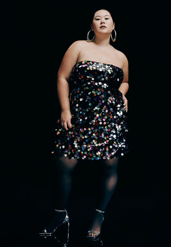 Confetti Sequin Flare Skirt Mini Dress, MULTI, hi-res image number null
