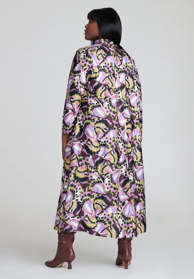 Draped High Neck Maxi Dress, BUTTERFLY WINGS, alternate image number null