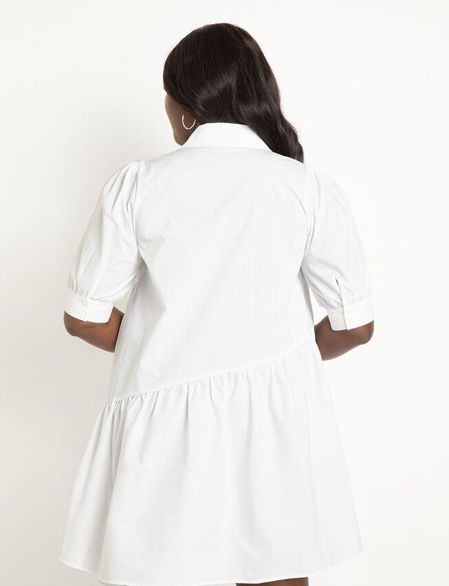 Mini Dress With Asym Flounce, TRUE WHITE, alternate image number null