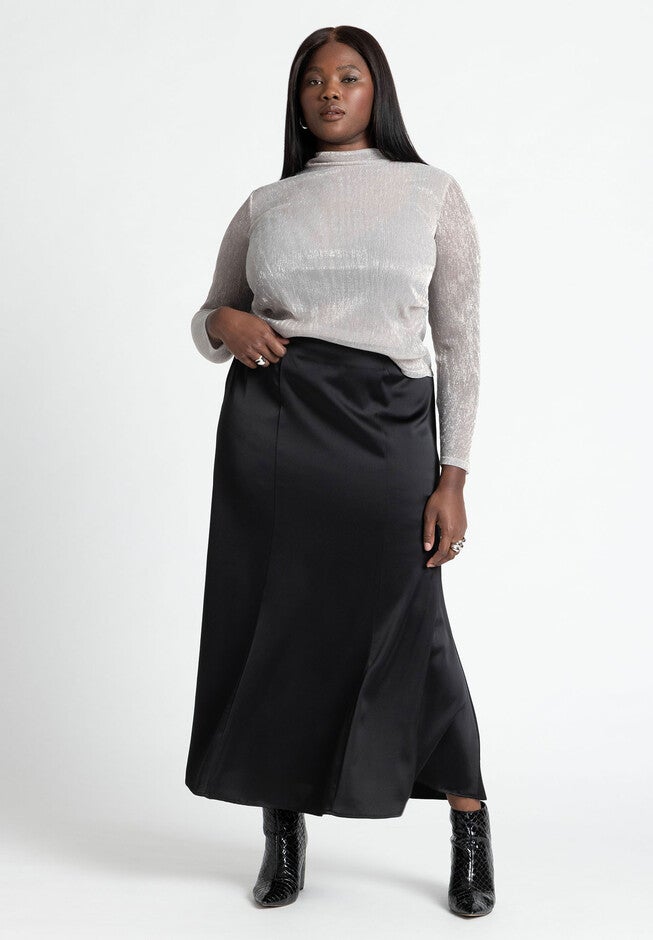 Shine Textured Turtleneck Top, BLANC WHITE, alternate image number null